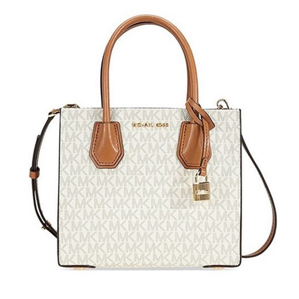 Michael Kors Cream and Brown Satchel